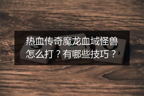 热血传奇魔龙血域怪兽怎么打？有哪些技巧？