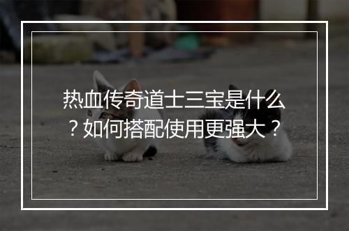 热血传奇道士三宝是什么？如何搭配使用更强大？