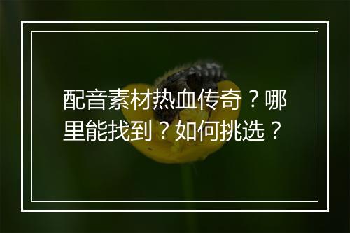 配音素材热血传奇？哪里能找到？如何挑选？