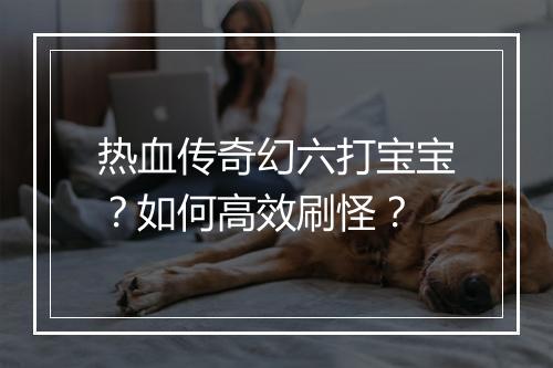 热血传奇幻六打宝宝？如何高效刷怪？
