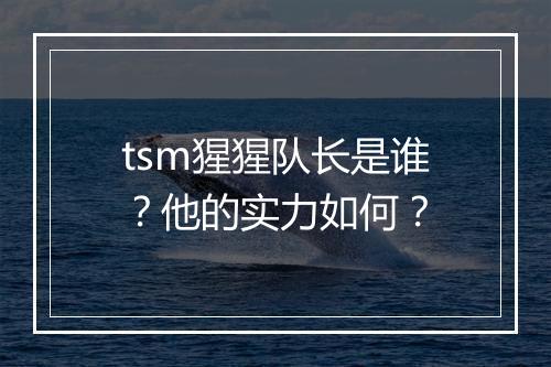 tsm猩猩队长是谁？他的实力如何？