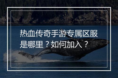 热血传奇手游专属区服是哪里？如何加入？