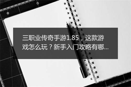 三职业传奇手游1.85，这款游戏怎么玩？新手入门攻略有哪些？