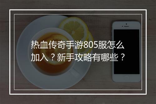 热血传奇手游805服怎么加入？新手攻略有哪些？