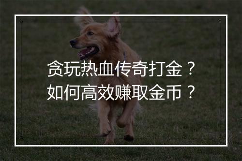 贪玩热血传奇打金？如何高效赚取金币？