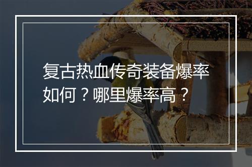 复古热血传奇装备爆率如何？哪里爆率高？