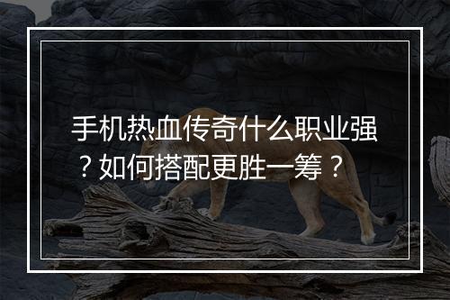 手机热血传奇什么职业强？如何搭配更胜一筹？