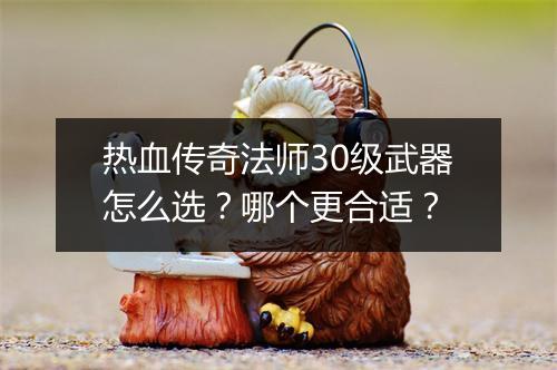 热血传奇法师30级武器怎么选？哪个更合适？
