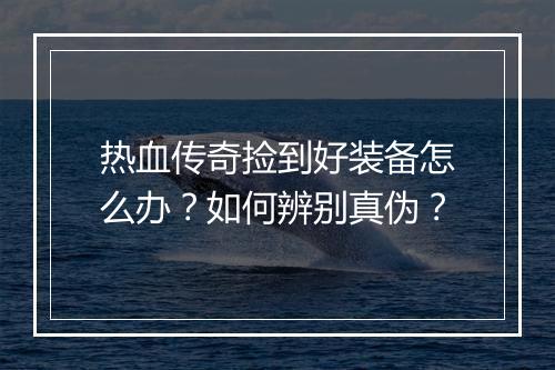 热血传奇捡到好装备怎么办？如何辨别真伪？
