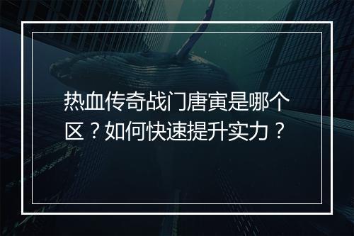 热血传奇战门唐寅是哪个区？如何快速提升实力？