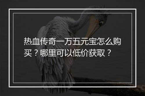 热血传奇一万五元宝怎么购买？哪里可以低价获取？