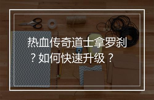 热血传奇道士拿罗刹？如何快速升级？