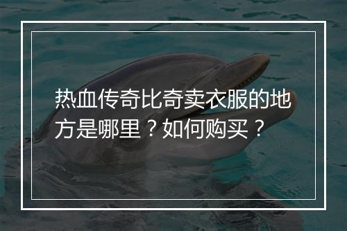 热血传奇比奇卖衣服的地方是哪里？如何购买？