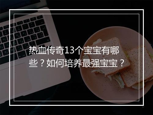 热血传奇13个宝宝有哪些？如何培养最强宝宝？