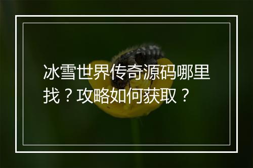 冰雪世界传奇源码哪里找？攻略如何获取？