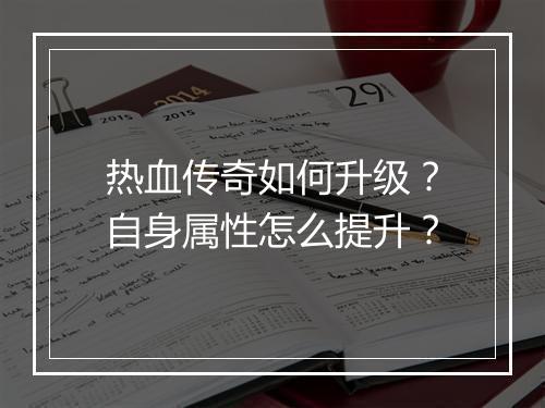 热血传奇如何升级？自身属性怎么提升？