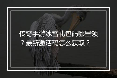 传奇手游冰雪礼包码哪里领？最新激活码怎么获取？