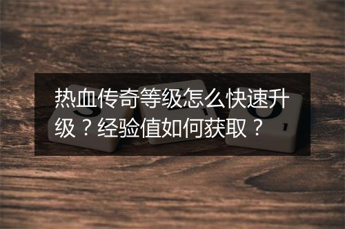 热血传奇等级怎么快速升级？经验值如何获取？