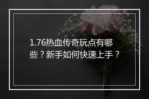 1.76热血传奇玩点有哪些？新手如何快速上手？