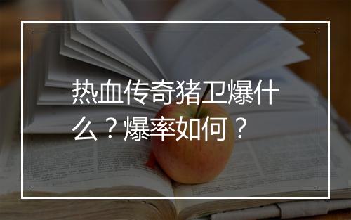 热血传奇猪卫爆什么？爆率如何？