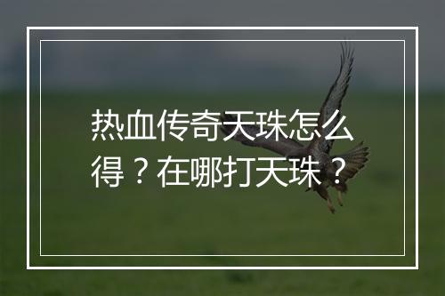 热血传奇天珠怎么得？在哪打天珠？