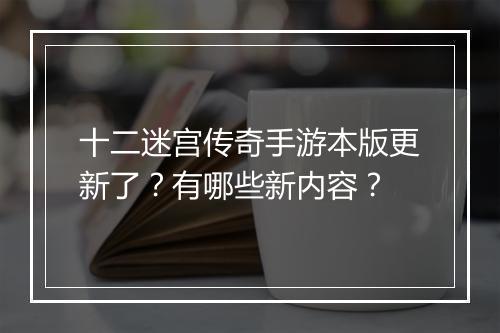 十二迷宫传奇手游本版更新了？有哪些新内容？