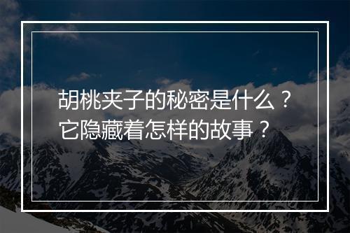 胡桃夹子的秘密是什么？它隐藏着怎样的故事？