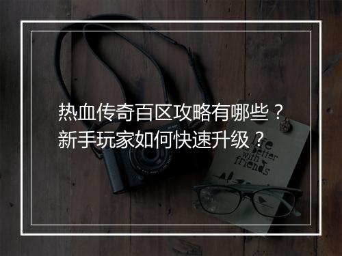 热血传奇百区攻略有哪些？新手玩家如何快速升级？