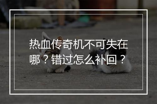 热血传奇机不可失在哪？错过怎么补回？