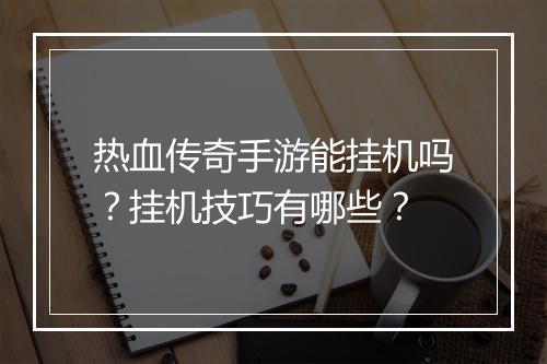 热血传奇手游能挂机吗？挂机技巧有哪些？