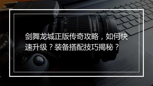 剑舞龙城正版传奇攻略，如何快速升级？装备搭配技巧揭秘？