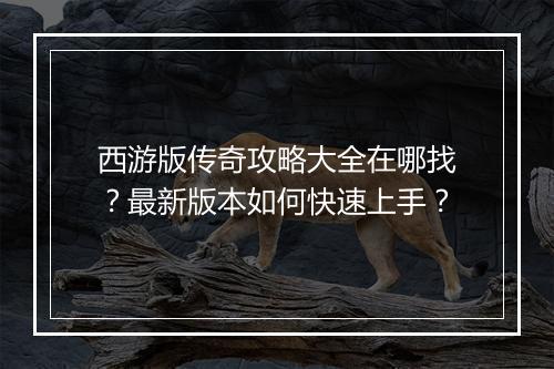西游版传奇攻略大全在哪找？最新版本如何快速上手？