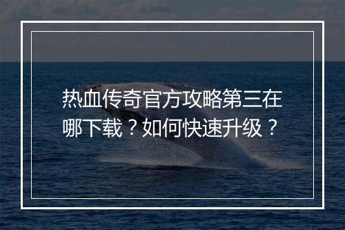 热血传奇官方攻略第三在哪下载？如何快速升级？