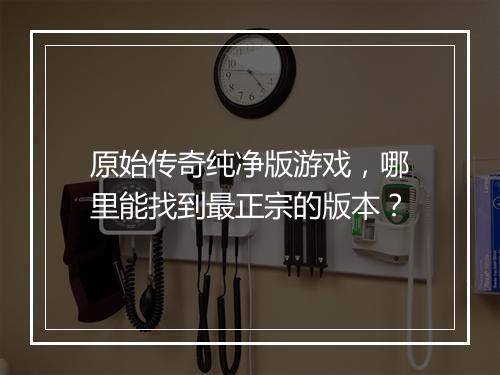 原始传奇纯净版游戏，哪里能找到最正宗的版本？