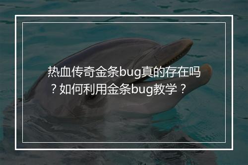 热血传奇金条bug真的存在吗？如何利用金条bug教学？