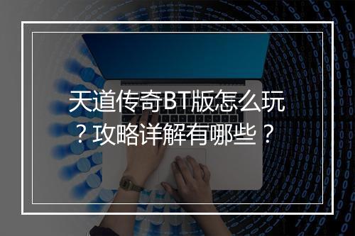 天道传奇BT版怎么玩？攻略详解有哪些？