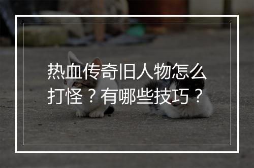 热血传奇旧人物怎么打怪？有哪些技巧？