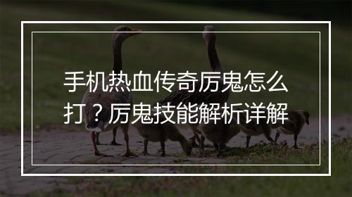 手机热血传奇厉鬼怎么打？厉鬼技能解析详解