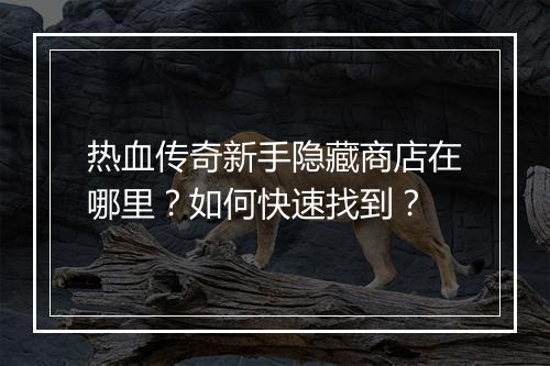 热血传奇新手隐藏商店在哪里？如何快速找到？