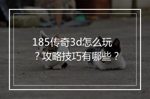 185传奇3d怎么玩？攻略技巧有哪些？