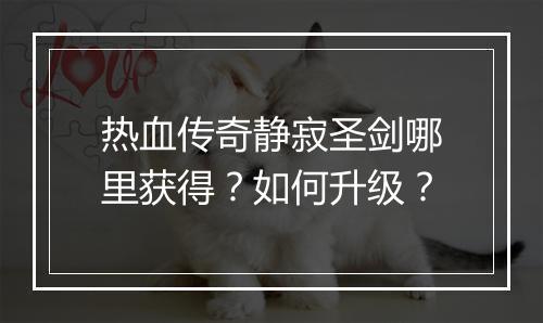 热血传奇静寂圣剑哪里获得？如何升级？