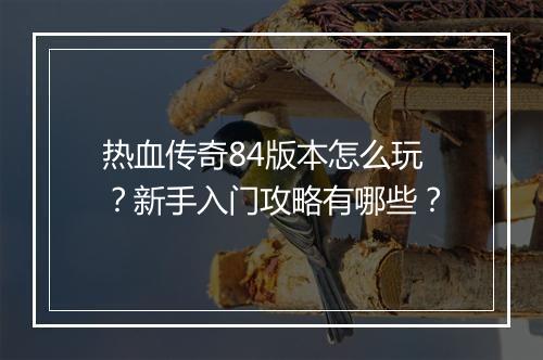 热血传奇84版本怎么玩？新手入门攻略有哪些？