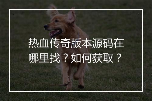热血传奇版本源码在哪里找？如何获取？