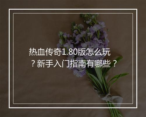 热血传奇1.80版怎么玩？新手入门指南有哪些？