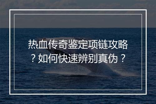 热血传奇鉴定项链攻略？如何快速辨别真伪？
