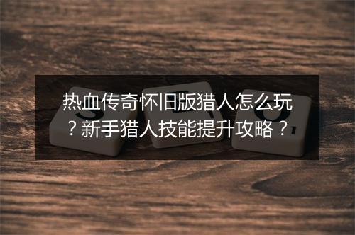 热血传奇怀旧版猎人怎么玩？新手猎人技能提升攻略？