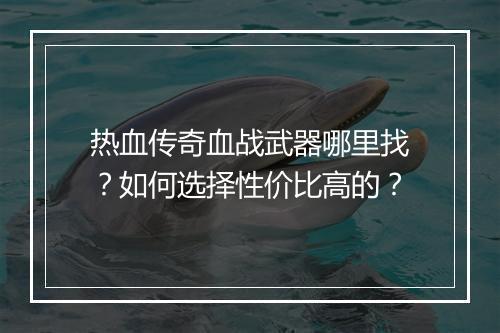 热血传奇血战武器哪里找？如何选择性价比高的？