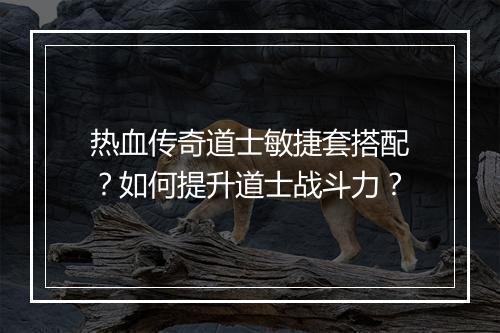 热血传奇道士敏捷套搭配？如何提升道士战斗力？