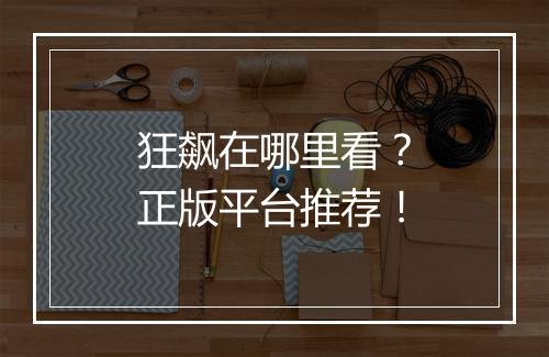 狂飙在哪里看？正版平台推荐！
