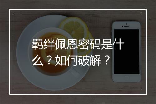 羁绊佩恩密码是什么？如何破解？
